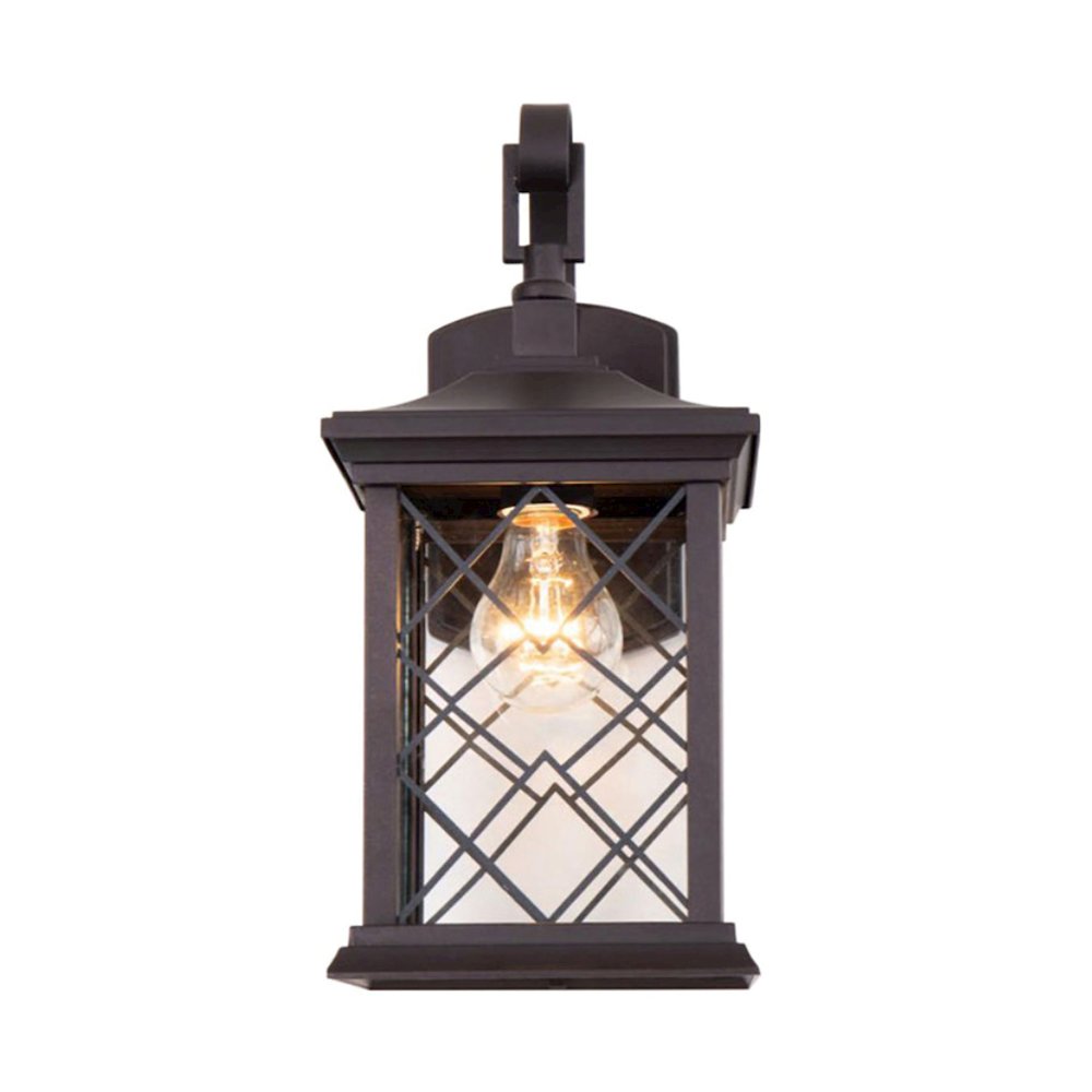 1-Light Bronze Metal Outdoor Wall Sconce With A Clear Glass Shade. Picture 1