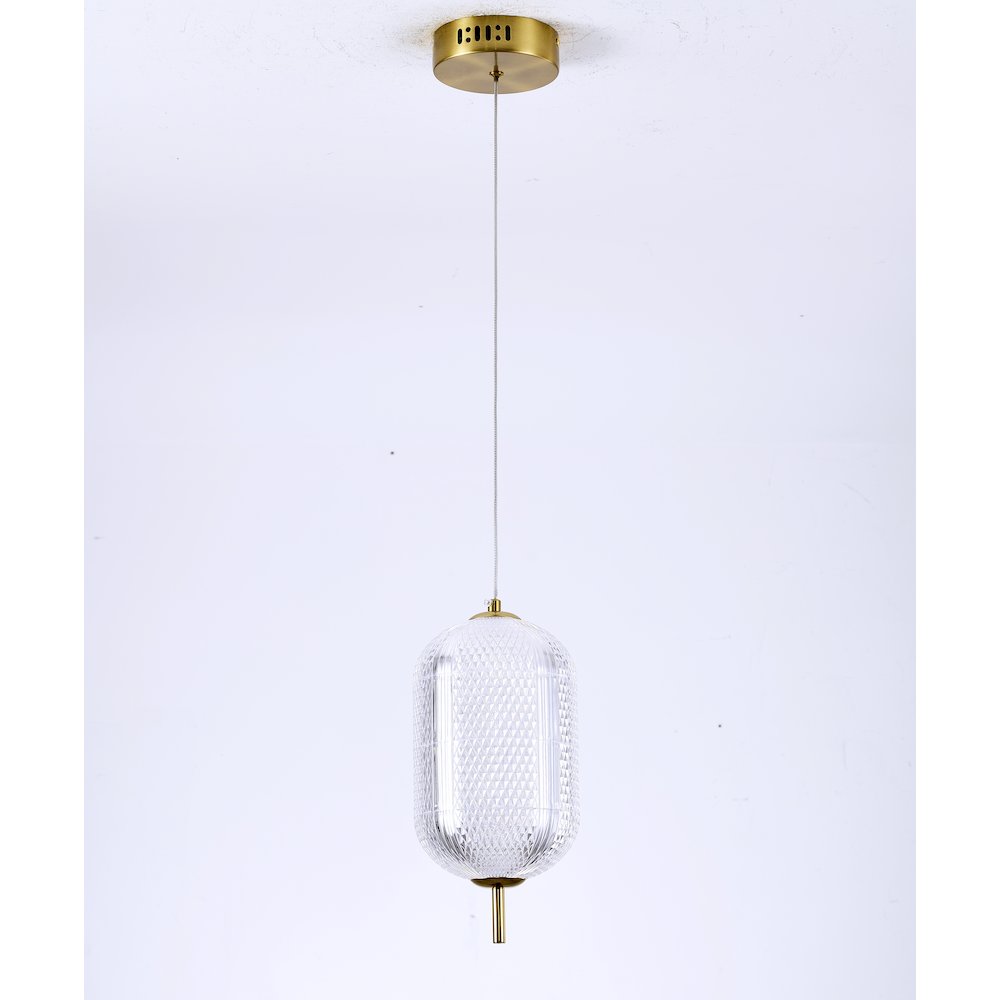 1-Light Brass Dimmable LED Single Pendant With A Clear PC Shade. Picture 4