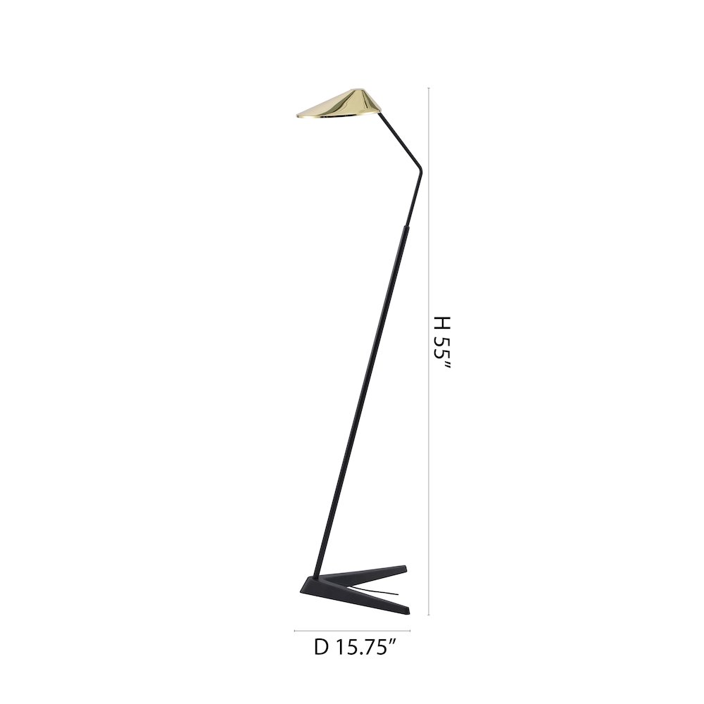 1-Light Black Aluminum LED Floor Lamp With A Shade And Clear Crystal Cover. Picture 5