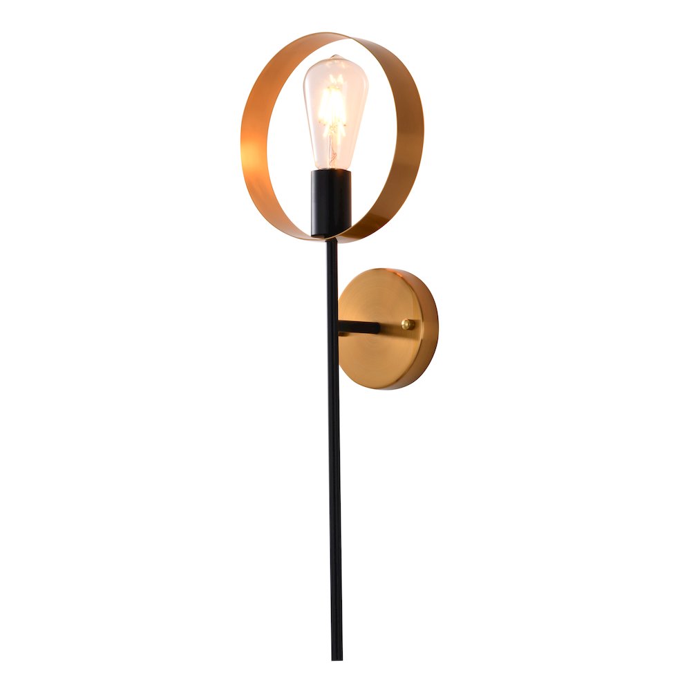 1-Light Black And Golden Bronze Metal Wall Sconce. Picture 1