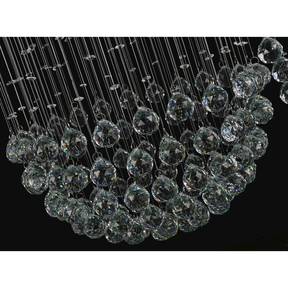 9-Light Chrome Chandelier With Clear Hanging Crystals And Beads. Picture 2