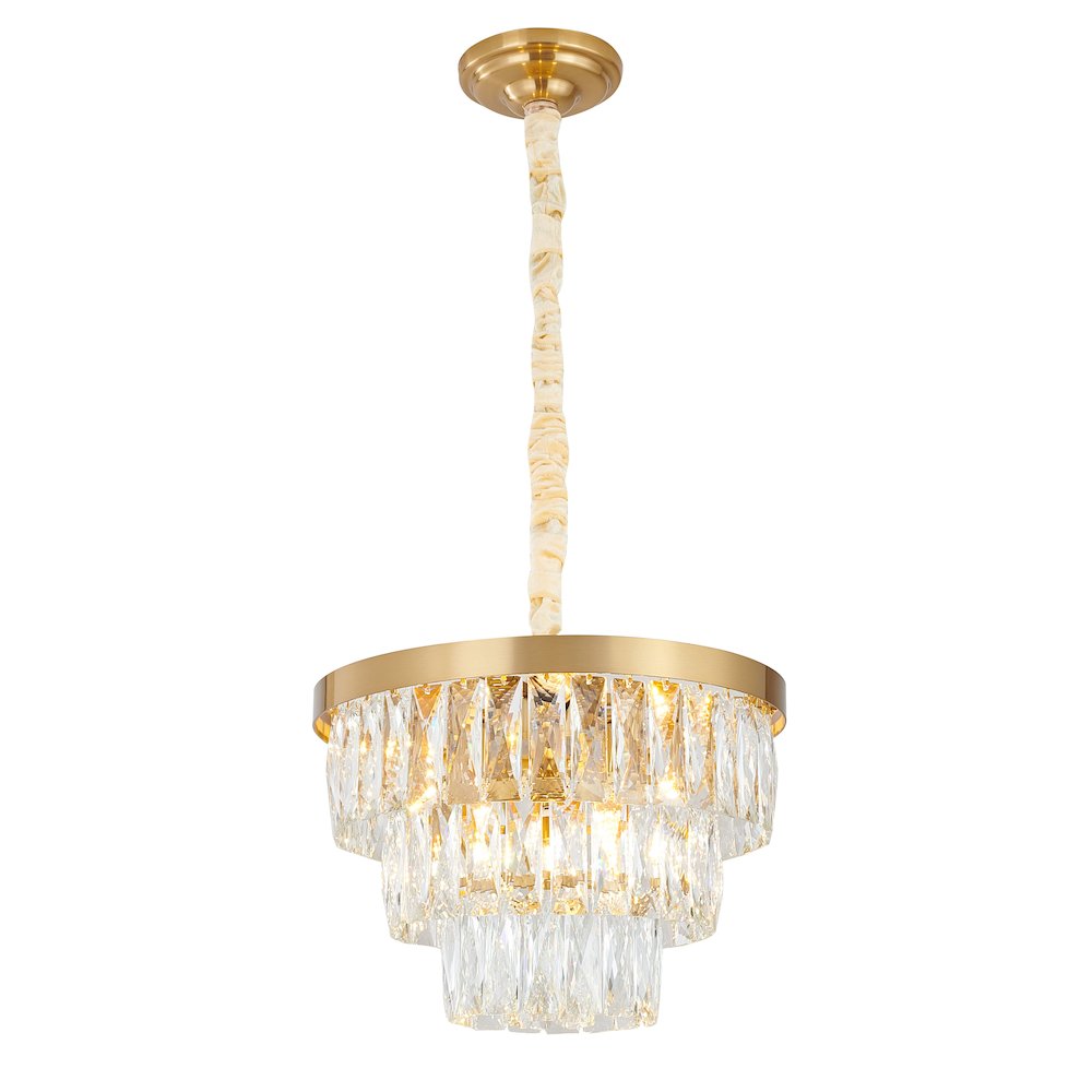 6-Light Gold Metal Chandelier With Clear Crystal. Picture 1