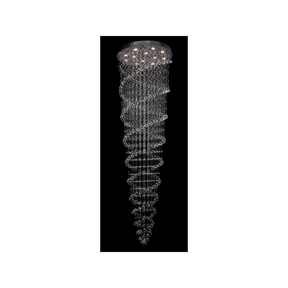 12-Light Chrome Chandelier With Clear Hanging Crystals. Picture 1