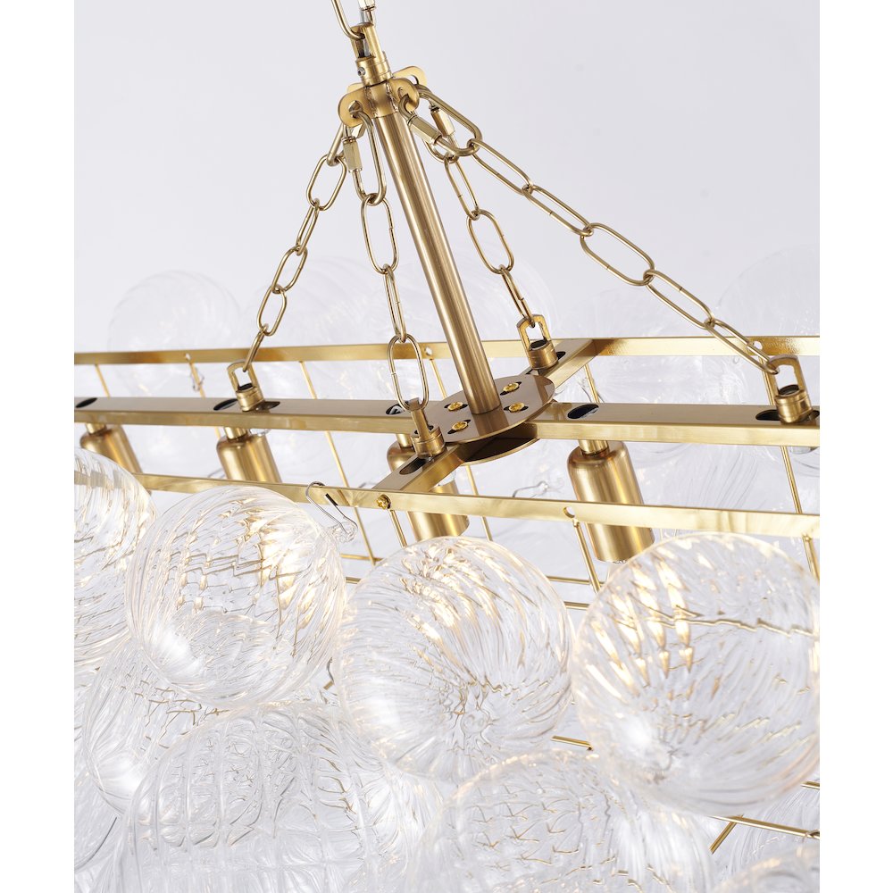 12-Light Brass Chandelier With Clear Swirl Glass Shades. Picture 2