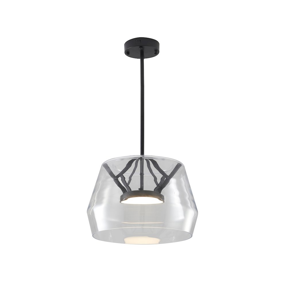1-Light Black LED Pendant With A Clear Glass Shade. Picture 1