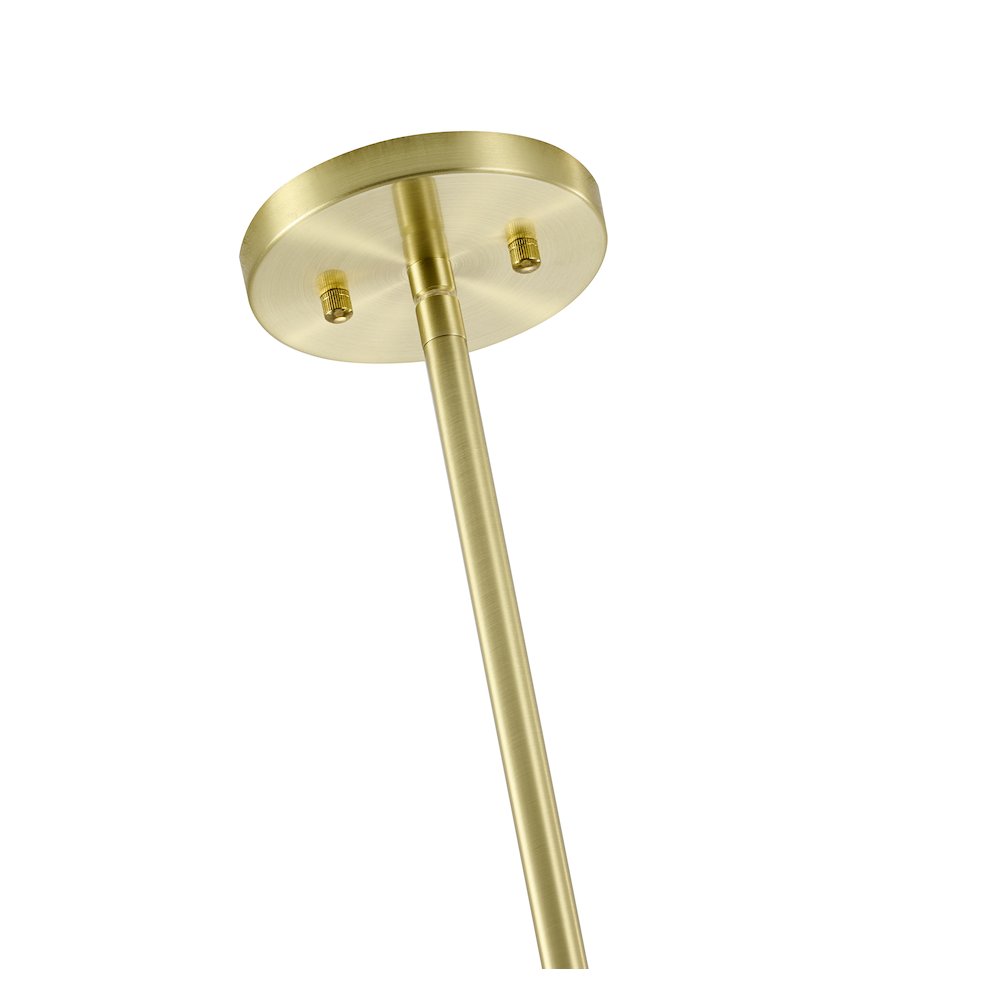 8-Light Satin Brass Pendant Lighting With White Frosted Glass Shades. Picture 5