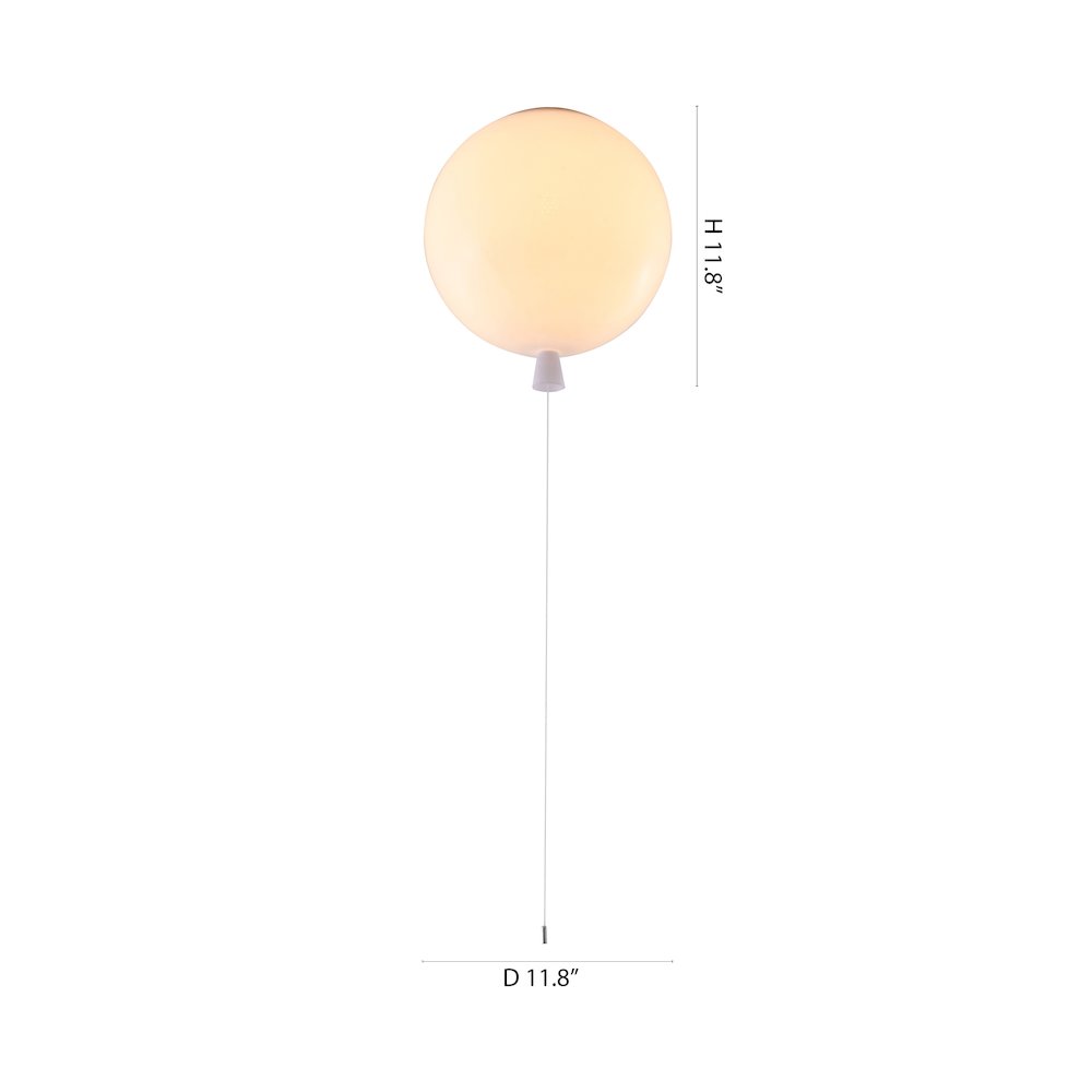 1-Light white acrylic semi flush mount in a balloon shape. Picture 5