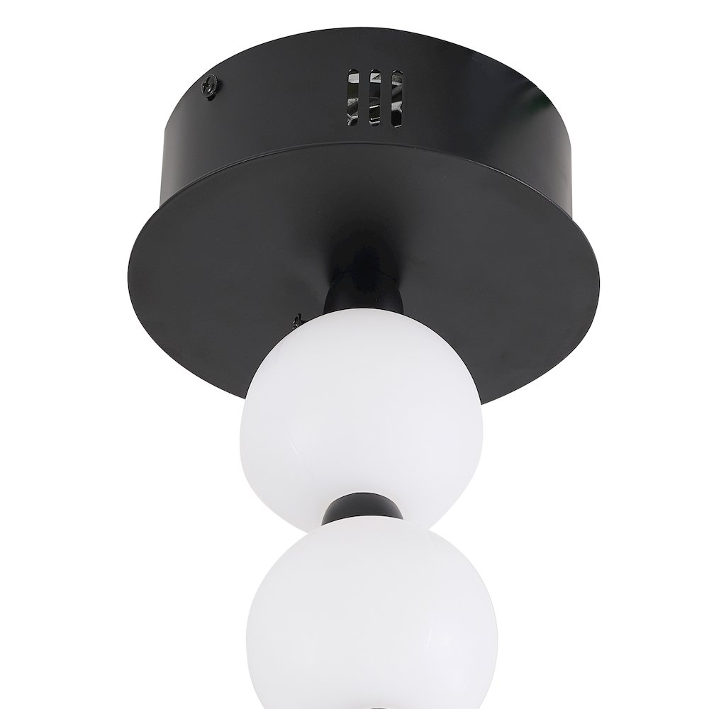 30-Light Black LED Chandelier With White Acrylic Ball Shades. Picture 7