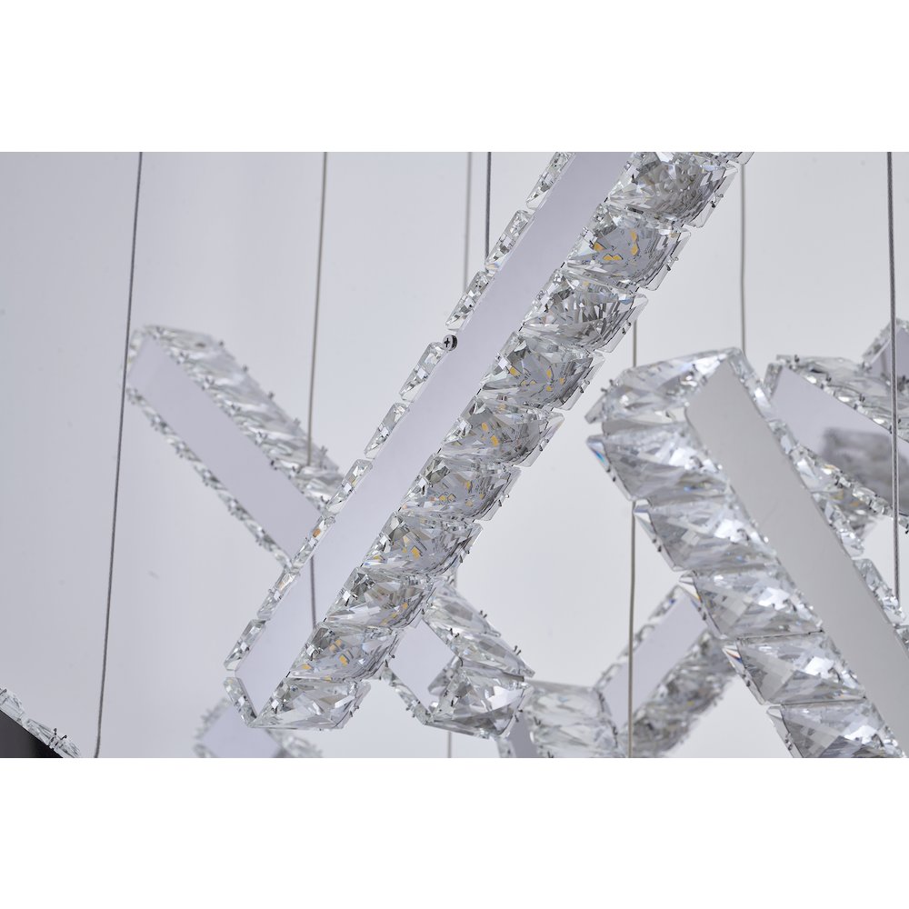 10-Light Chrome LED Chandelier With Clear Crystal Accents. Picture 3
