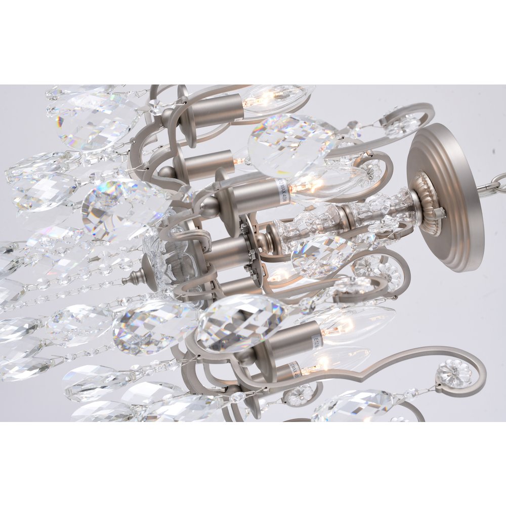 6-Light Pewter Chandelier With Clear Crystals. Picture 3