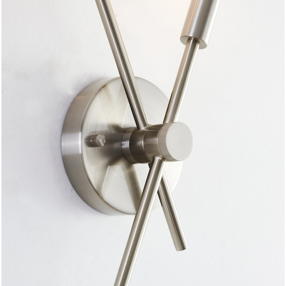 2-Light Shiny Nickel Wall Sconce With Two Pipe Arms. Picture 4