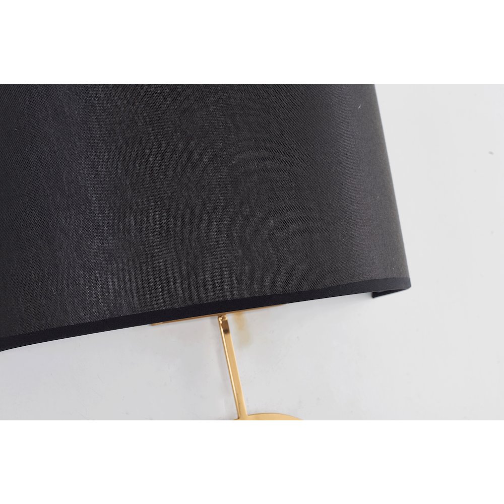 1-Light Satin Brass Metal Wall Sconce With A Fabric Black Shade. Picture 4