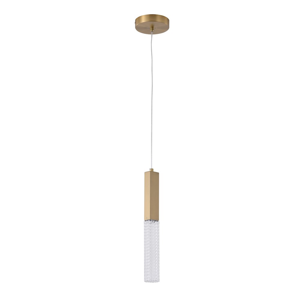 1-Light Gold LED Single Pendant With A Clear Glass Shade. Picture 2