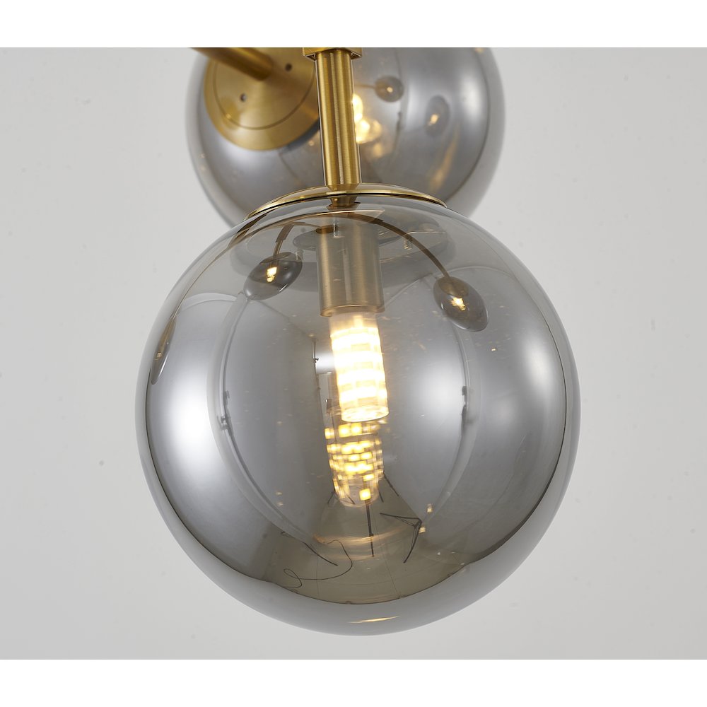 5-Light Gold Chandelier With Smoke Glass Shades. Picture 4
