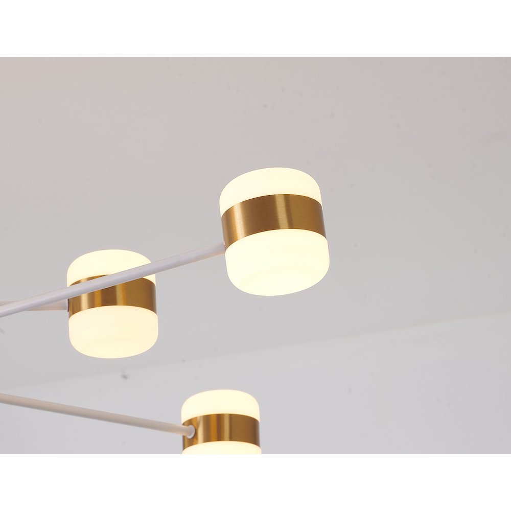 10-Light White LED Chandelier With Gold Accents And White Acrylic Shades. Picture 5
