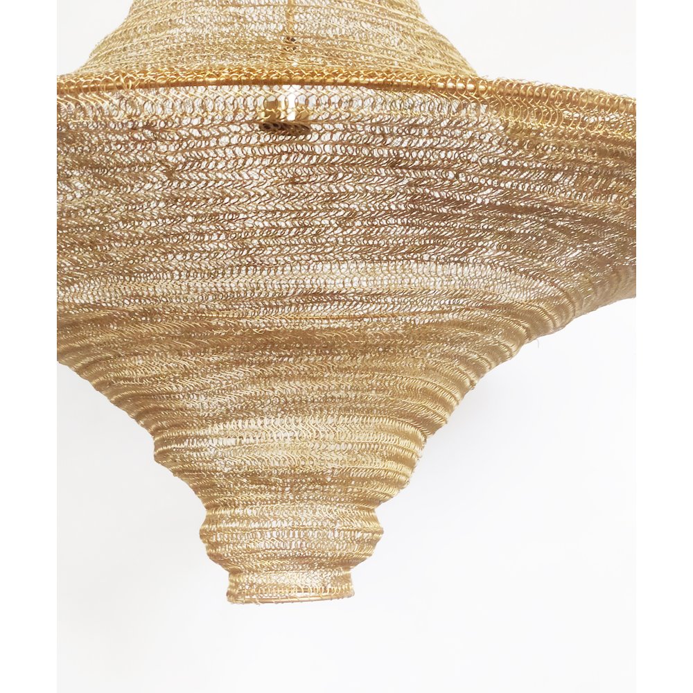 1-Light Gold Pendant With A Chain Basket Shade. Picture 3
