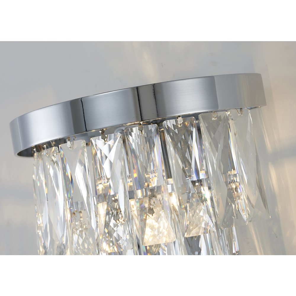 1-Light Chrome Wall Sconce With Clear Hanging Crystals. Picture 3