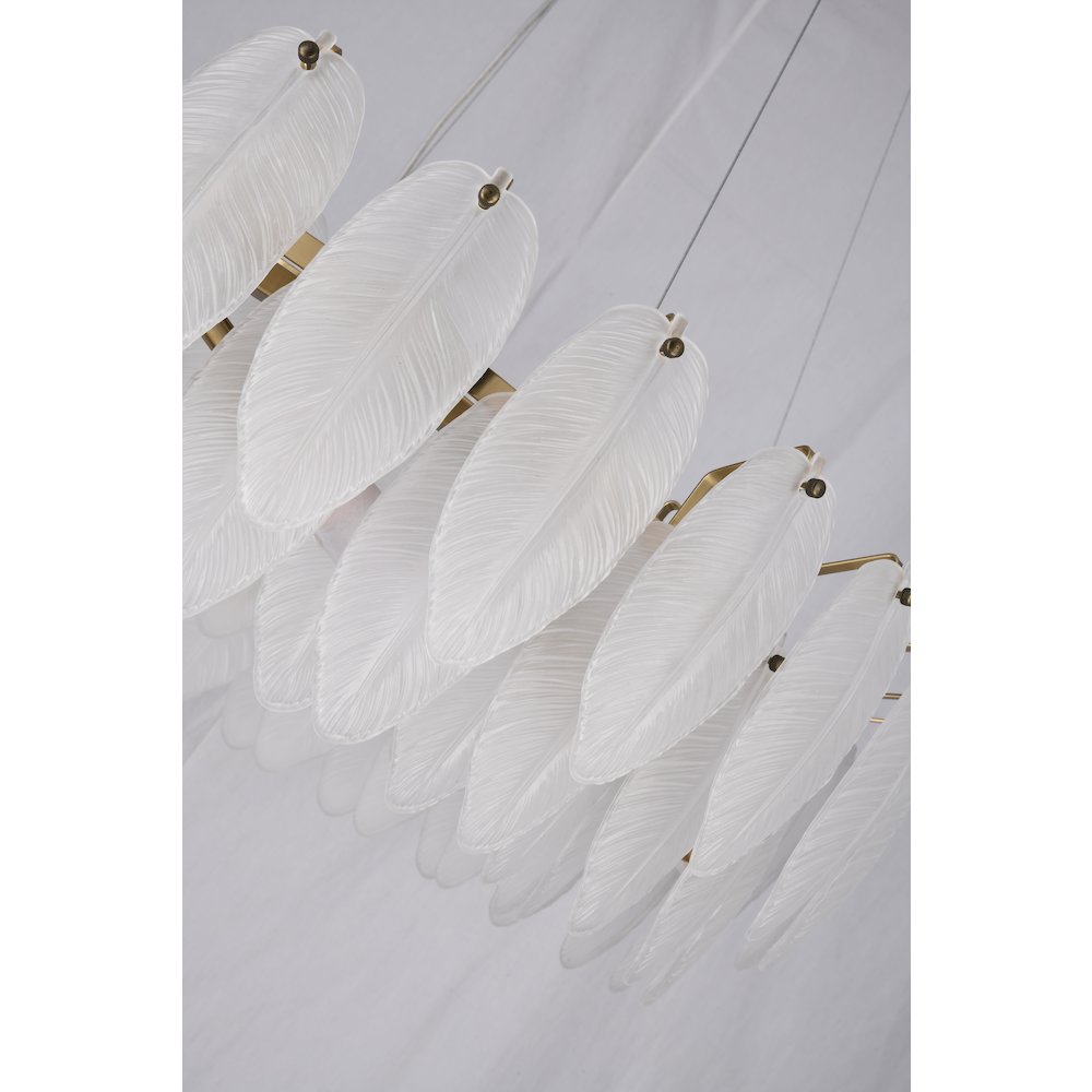 11-Light Brass Chandelier With White Glass Leafs. Picture 2