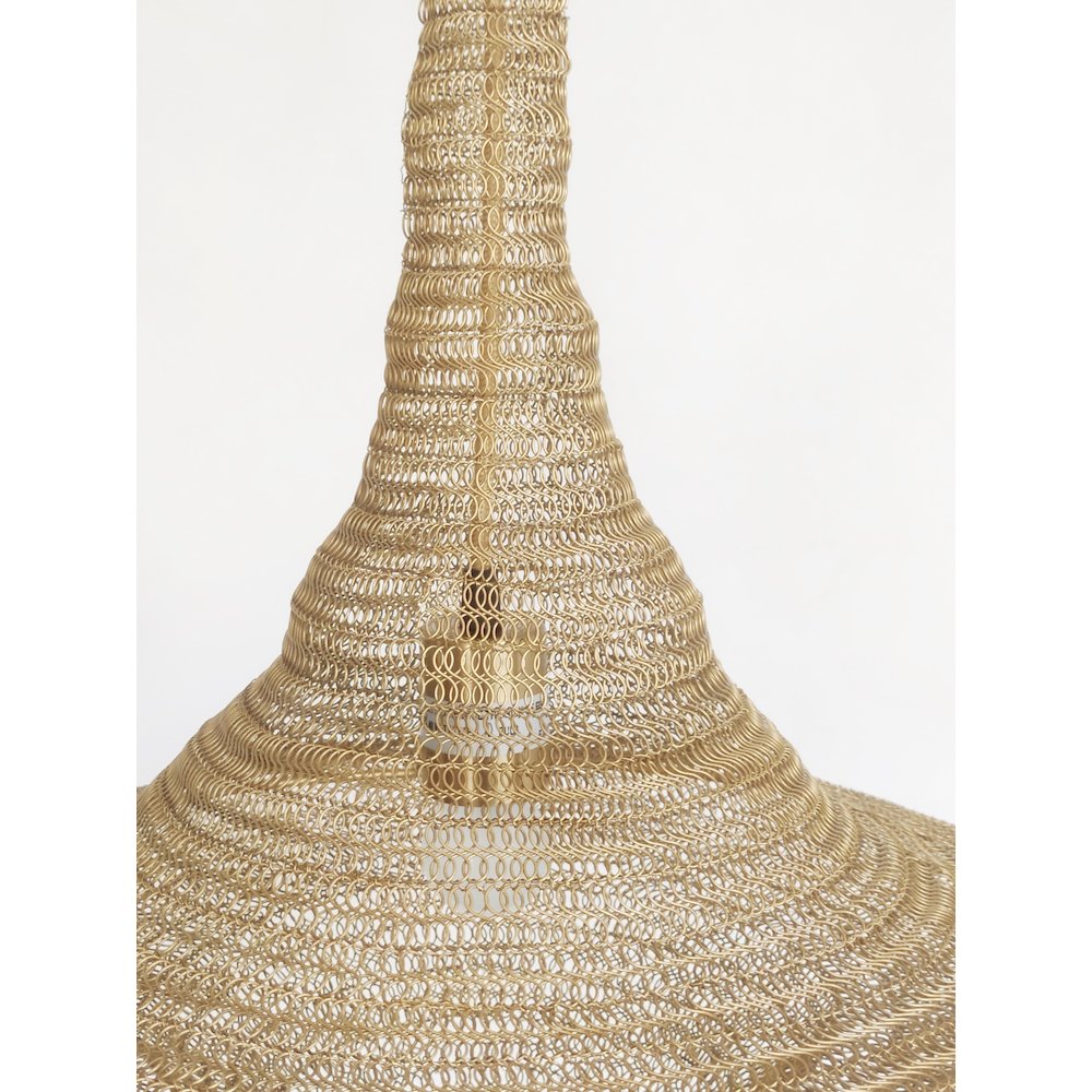 1-Light Gold Pendant With A Chain Basket Shade. Picture 5