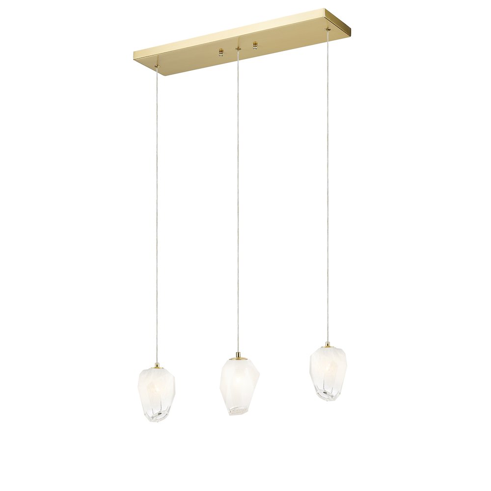 3-Light Gold Chandelier With White Glass Shades. Picture 3