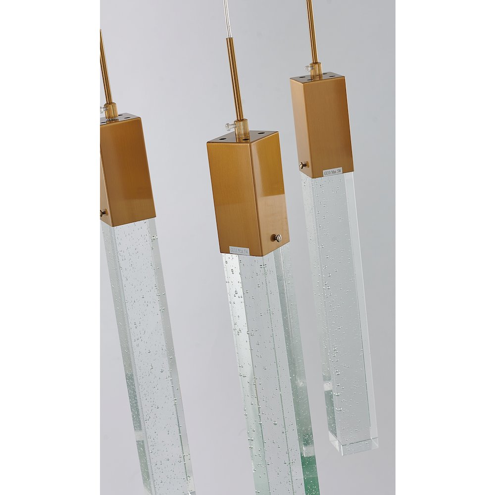 7-Light Gold Island Lighting With A Clear Bubble Crystal. Picture 5