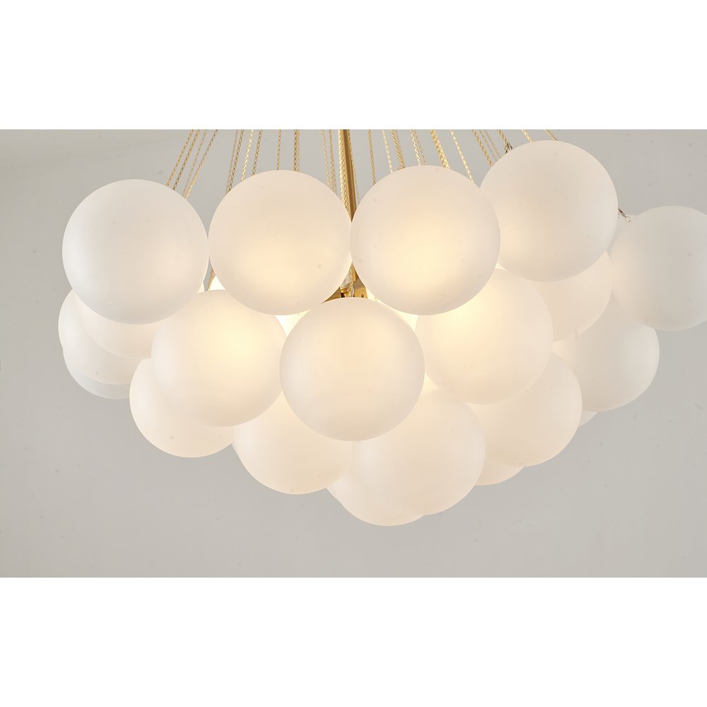 3-Light Gold Chandelier With White Frosted Glass Shades. Picture 3