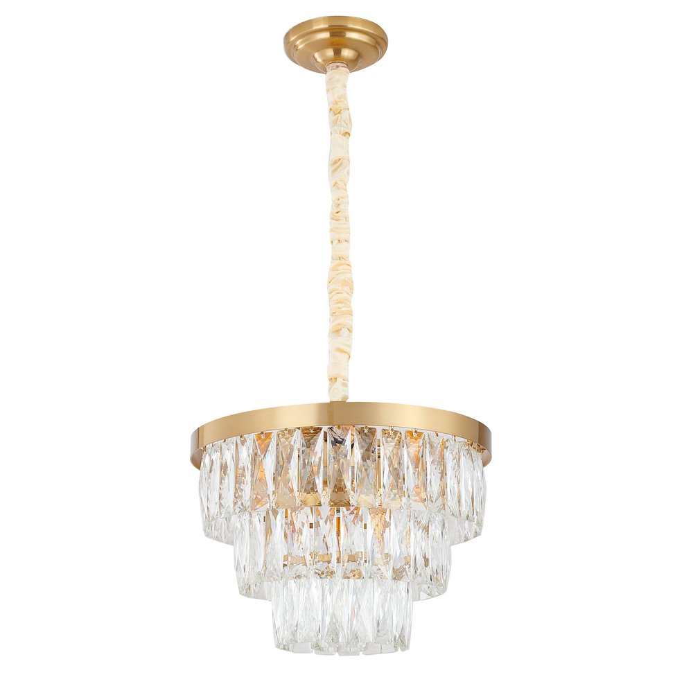 6-Light Gold Metal Chandelier With Clear Crystal. Picture 2