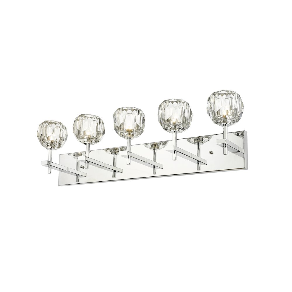 5-Light Chrome Wall Sconce With Clear Crystal Shades. Picture 1