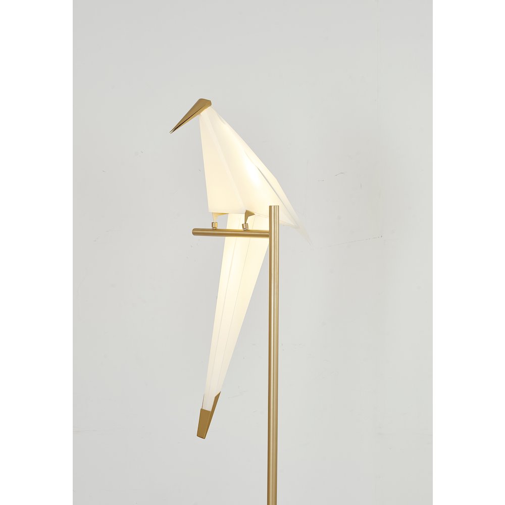 1-Light Gold LED Table Lamp With A White Plastic Bird. Picture 4