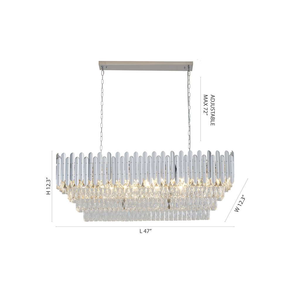 14-Light Chrome Stainless Steel Chandelier With Clear Crystal Accents. Picture 9