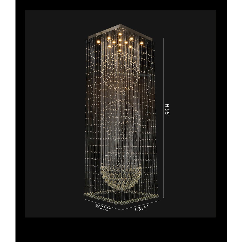 12-Light Chrome Chandelier With Clear Hanging Crystals And Beads. Picture 7