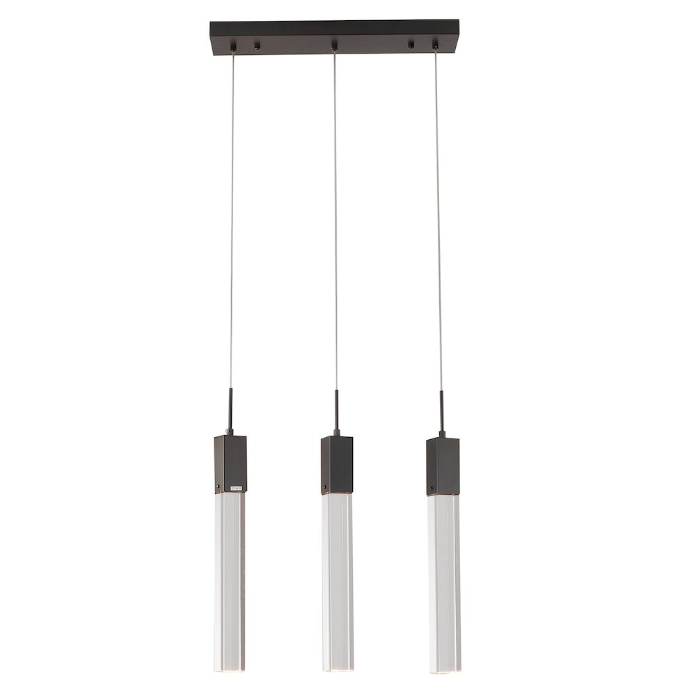 3-Light Black Chandelier With A Clear Bubble Crystal. Picture 2