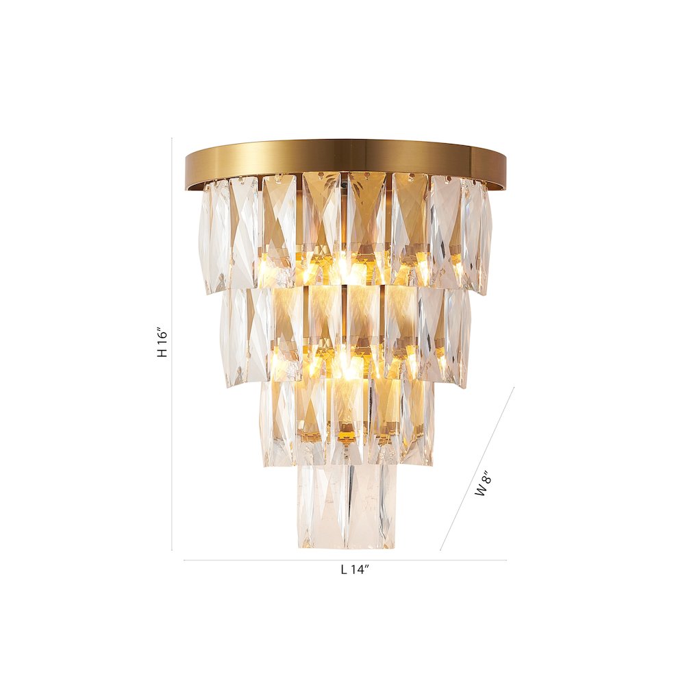 3-Light Brass Wall Sconce With Clear Hanging Crystals. Picture 7