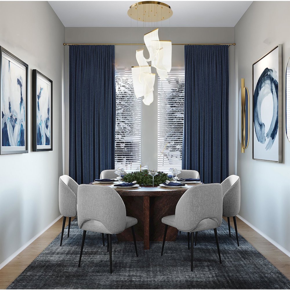 6-Light Gold LED Chandelier With Acrylic Pendants. Picture 8