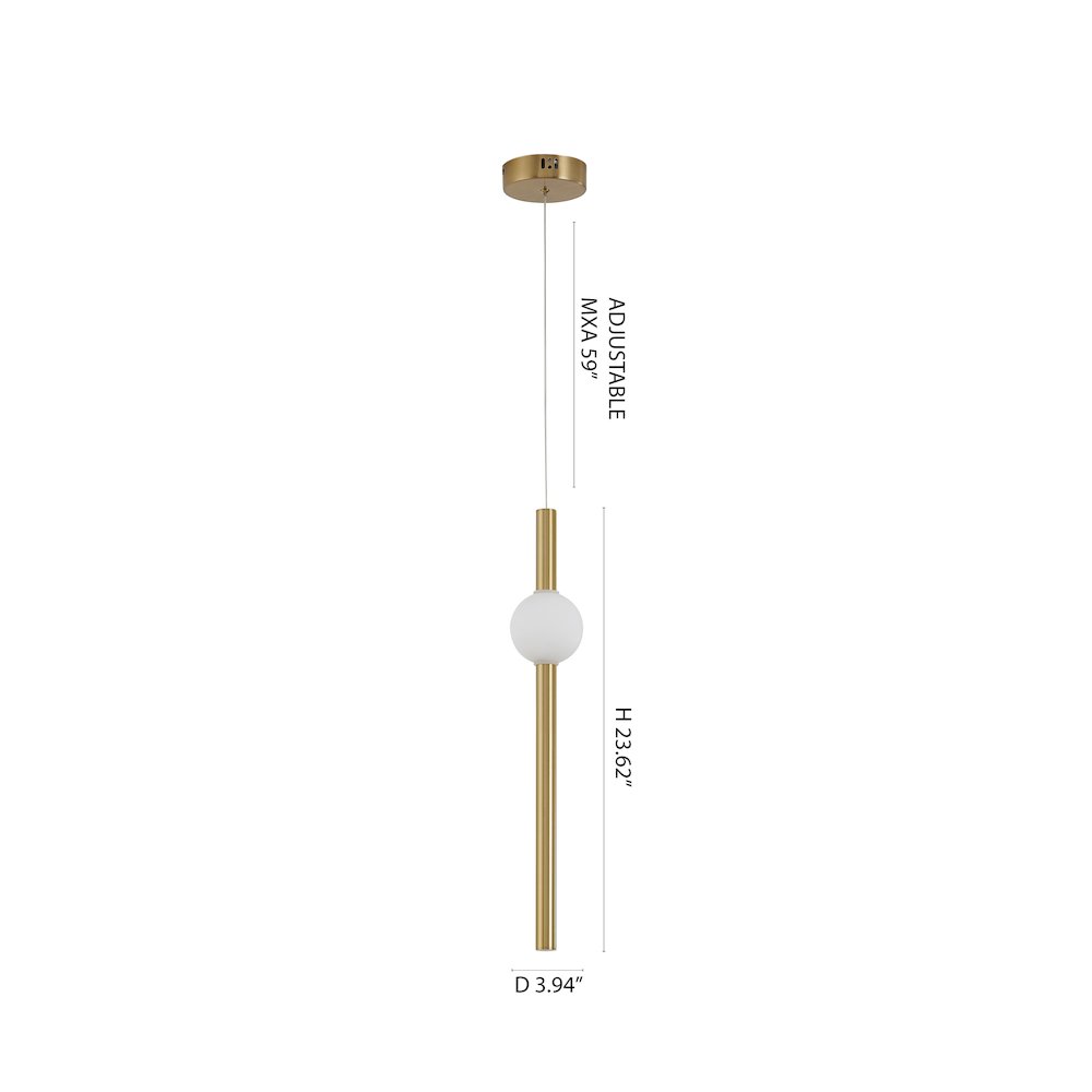 1-Light Gold LED Pendant With A White Glass Shade. Picture 6