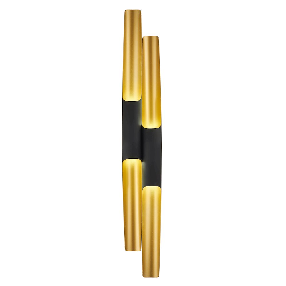 4-Light Black Tubed Wall Sconce With A Gold Interior. Picture 1