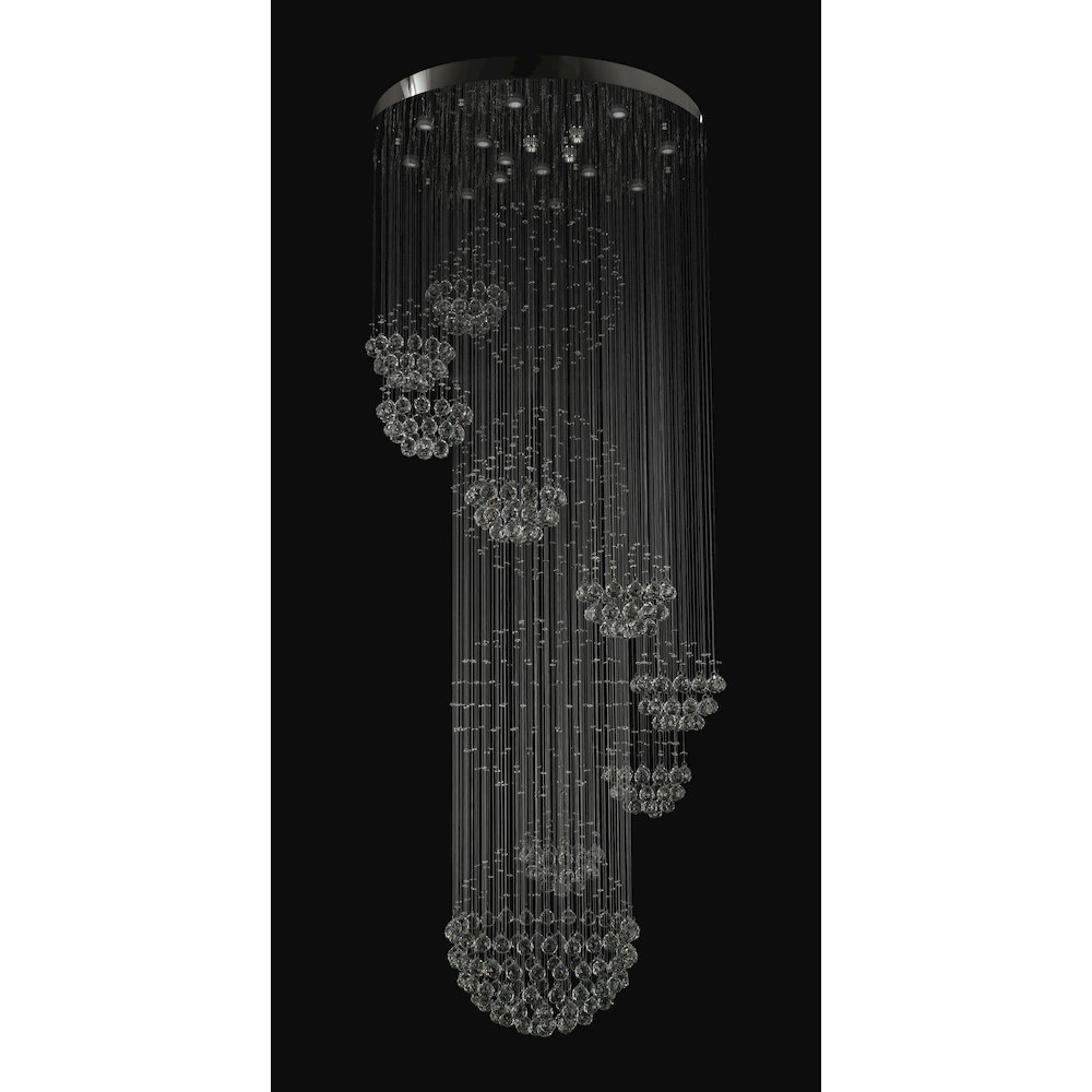 16-Light Chrome Chandelier With Clear Hanging Crystals And Beads. Picture 2