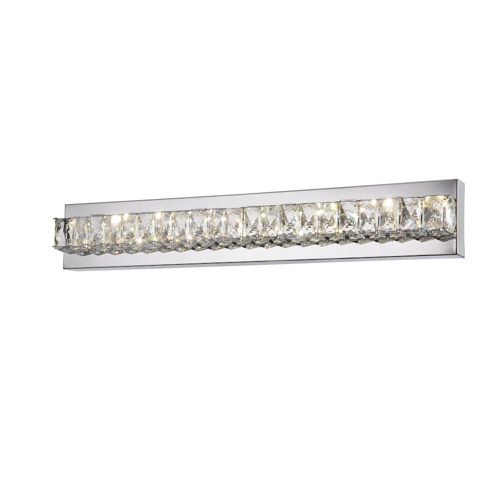 1-Light Chrome stainless steel LED Wall Sconce With Clear Crystal Accents. Picture 1