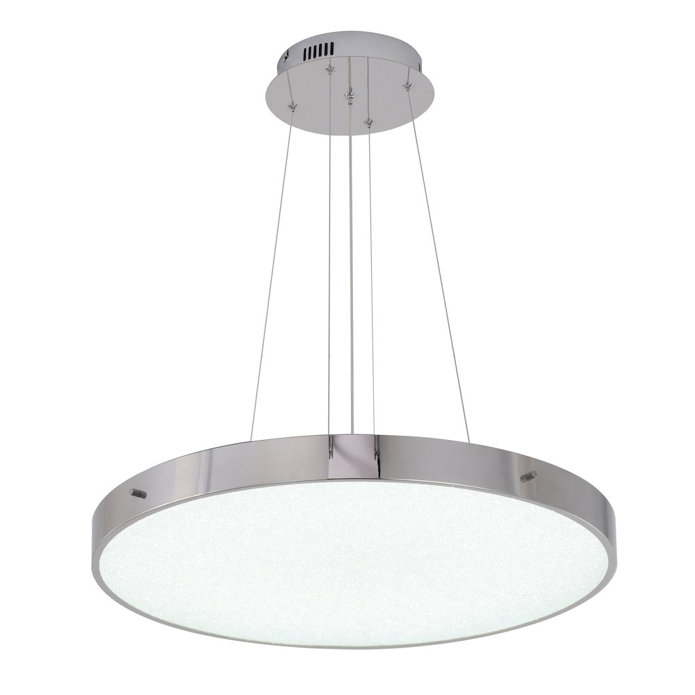 1-Light Chrome LED Chandelier With A Clear Acrylic Beaded Diffuser. Picture 2