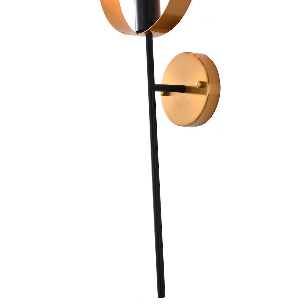 1-Light Black And Golden Bronze Metal Wall Sconce. Picture 5