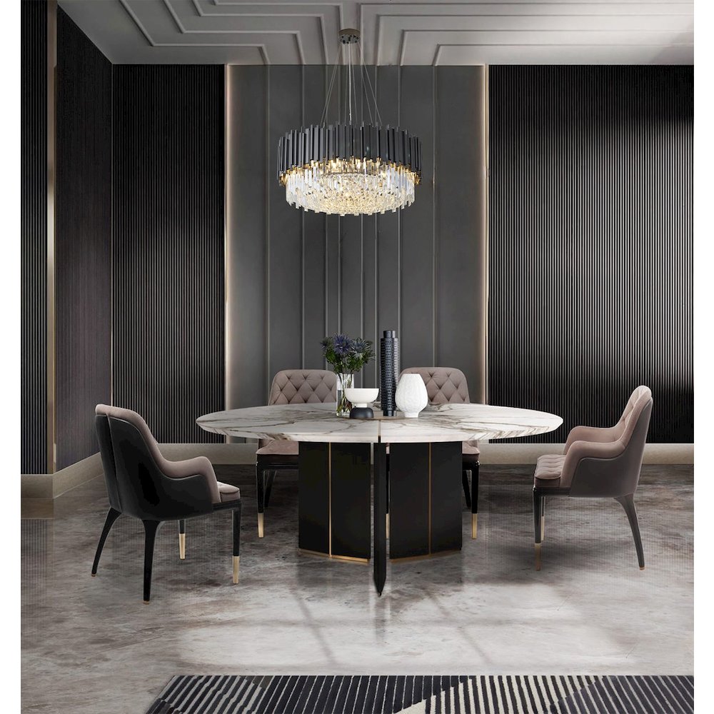 12-Light Black Stainless Steel Chandelier With Clear Crystals. Picture 7