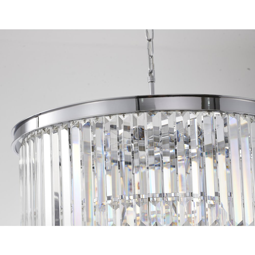 12-Light Chrome Chandelier With Clear Hanging Crystal. Picture 4