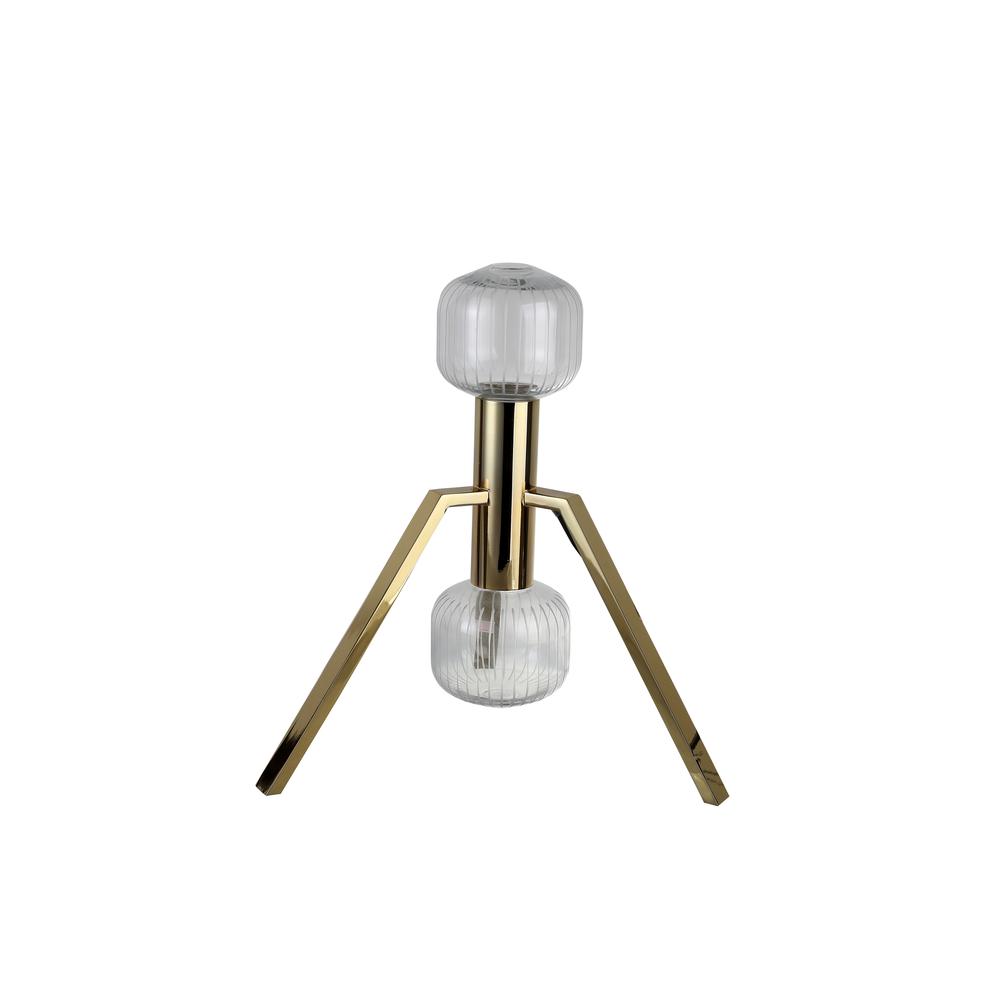 LED Table Lamp Gold Metal & Glass. Picture 3