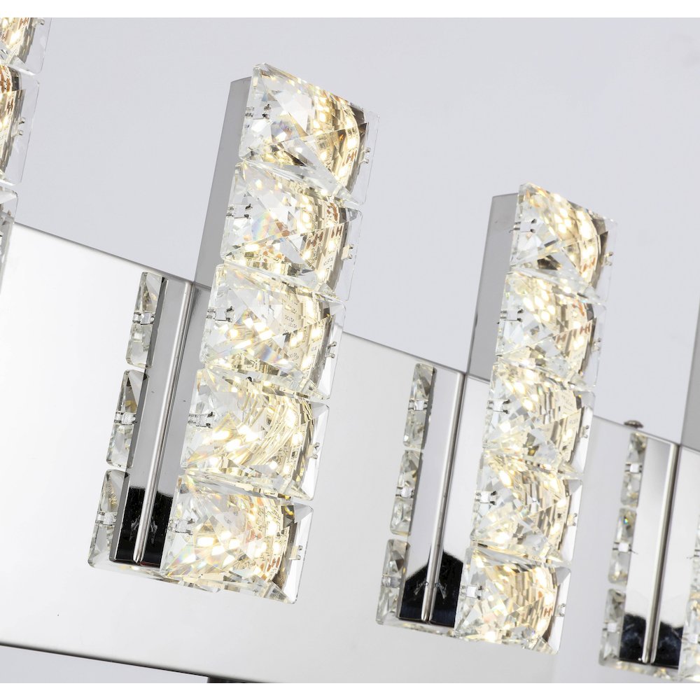 5-Light Chrome LED Wall Sconce With Clear Crystals. Picture 3
