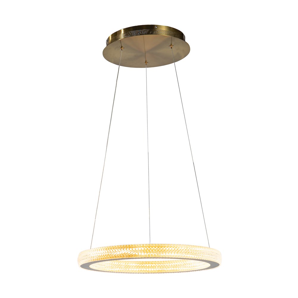 1-Light Sand Gold LED Chandelier With A Clear Acrylic Diffuser. Picture 3