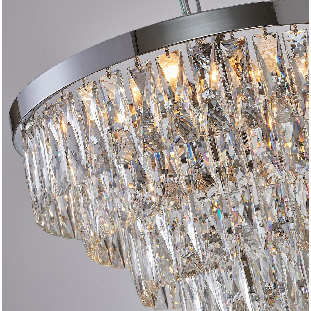 14-Light Chrome Metal Chandelier With Clear Crystals. Picture 2
