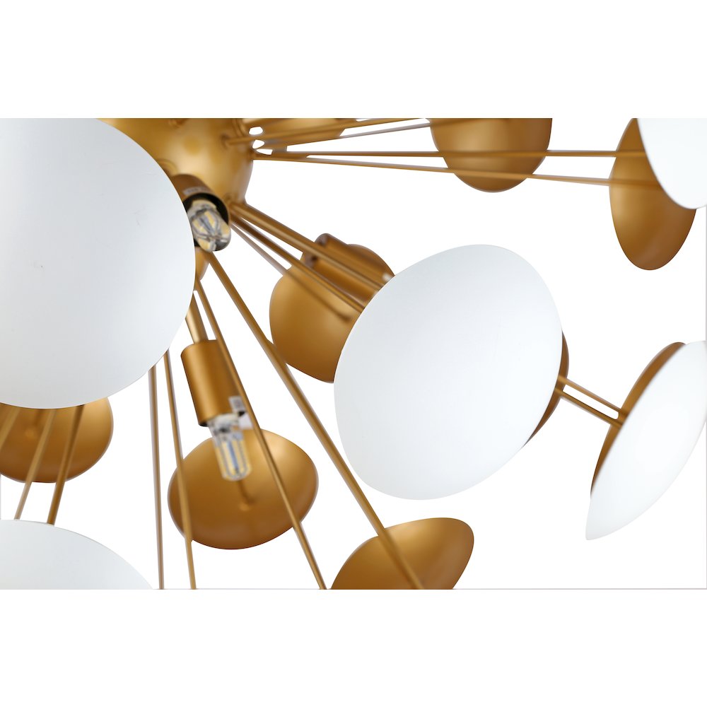 10-Light Soft White Cup Sputnik Chandelier With Brass Arm. Picture 4