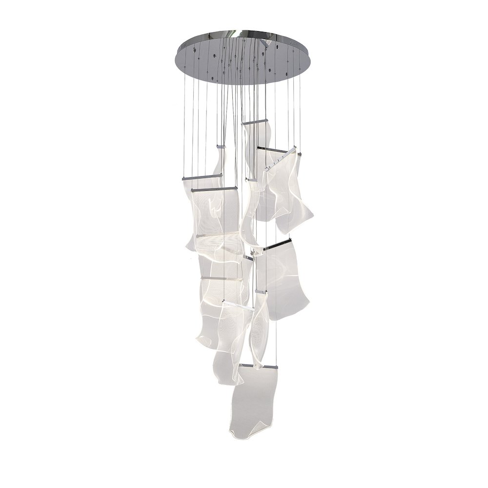 8-Light Chrome Chandelier With Acrylic Crumbled Sheet Pendants. Picture 5