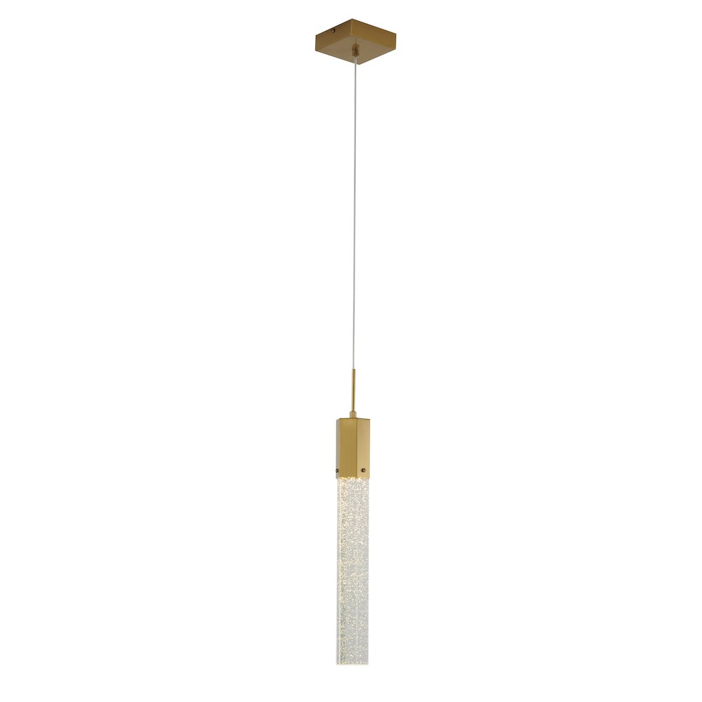 1-Light Gold Single Pendant With A Clear Bubble Crystal. Picture 1