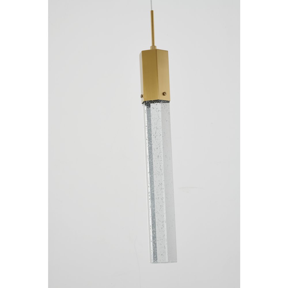 1-Light Gold Single Pendant With A Clear Bubble Crystal. Picture 2